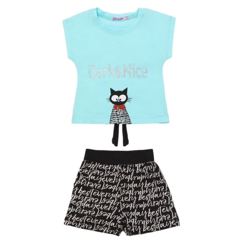 картинка ЧЗ Комплект для девочки (футболка и шорты) 2-6 лет 95% хлопок, 5% эластан BONITO KIDS/OP1454(ЧЗ)/уп.5шт./меш.350шт. от BonitoKids