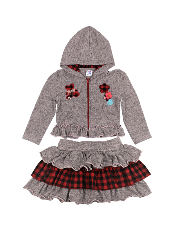 картинка ЧЗ Комплект для девочки (кофточка, юбка) 2-5 лет, 60% хлопок 40% п/э, BONITO KIDS/OP242KT(ЧЗ)/уп.4шт./меш.140шт. от BonitoKids