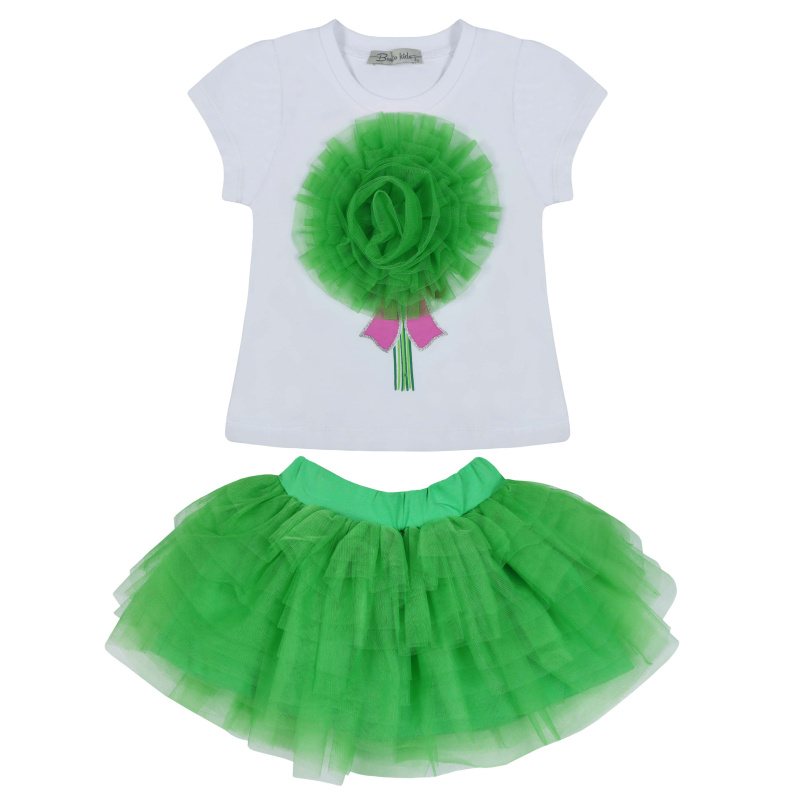 картинка БГ_ЧЗ Комплект для девочки (футболка и юбка) 2-6 лет 92% хлопок, 8% лайкра BONITO KIDS/BK1407KP(01-23)(ЧЗ)/уп.5шт./меш.120шт. от BonitoKids