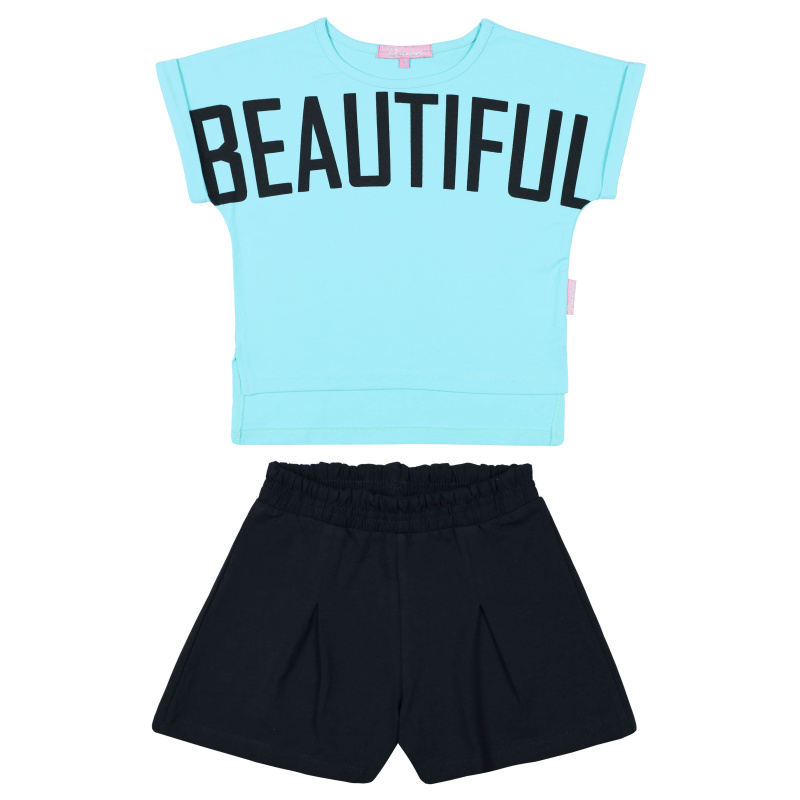 картинка ЧЗ Комплект для девочки (футболка и шорты) 5-8 лет 92% хлопок, 8% лайкра BONITO KIDS/BK1697FSH(ЧЗ)/уп.4шт./меш.300шт. от BonitoKids