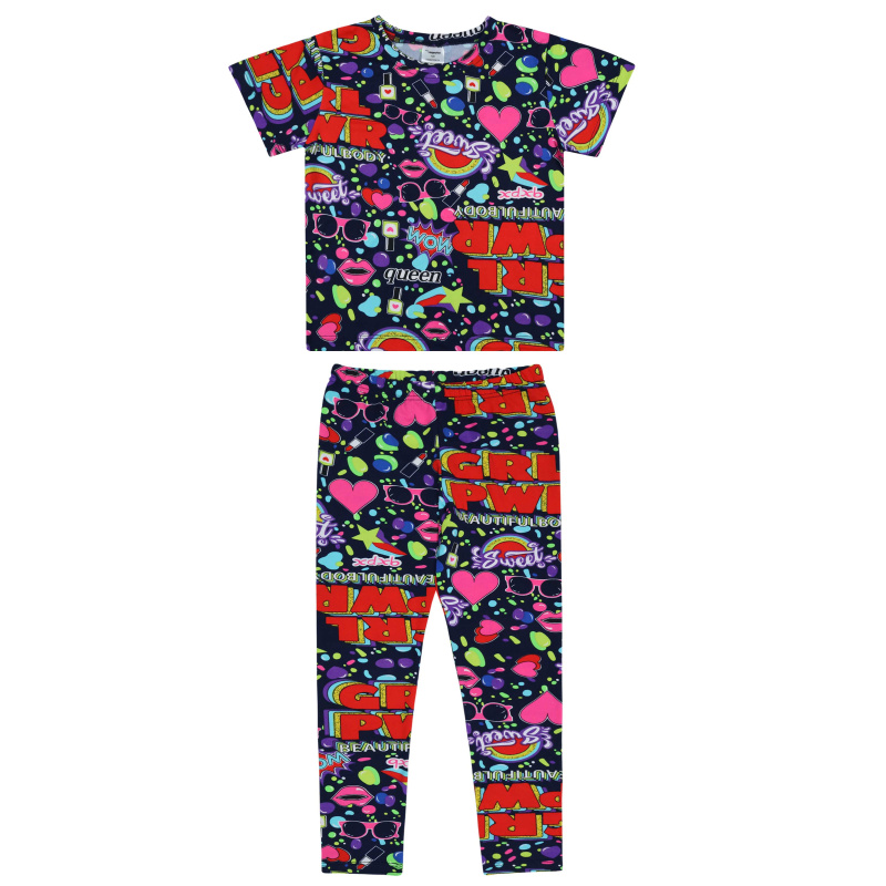 картинка БГ_ЧЗ Комплект для девочки (футболка и лосины) 8-12 лет 60% хлопок, 40% полиэстер BONITO KIDS/BK1724KP(04-24)(ЧЗ)/уп.5шт./меш.300шт. от BonitoKids