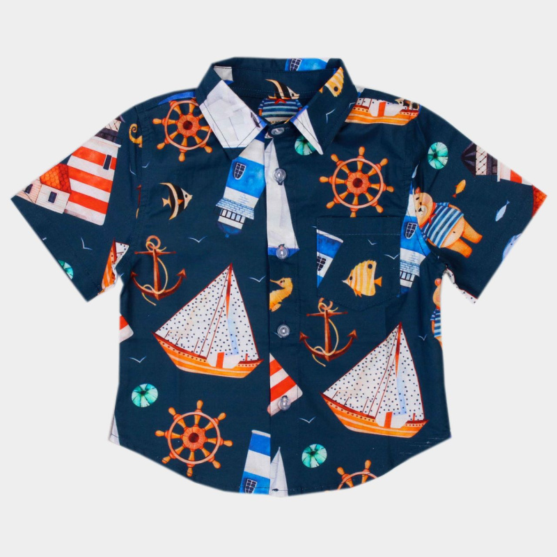 картинка ЧЗ Рубашка для мальчика 2-6 лет 100% хлопок BONITO KIDS/OP1661(ЧЗ)/уп.5шт/630шт. от BonitoKids