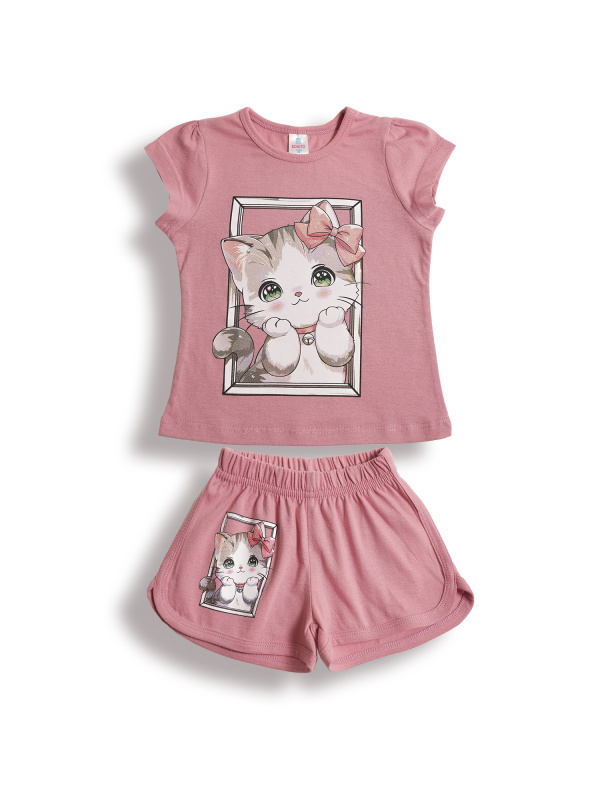 картинка БГ_ЧЗ Комплект для девочки (футболка и шорты), 1,5-4 лет, 100% хлопок, BONITO KIDS/BK0004D(10-24)(ЧЗ) уп.4шт./меш.500шт. от BonitoKids