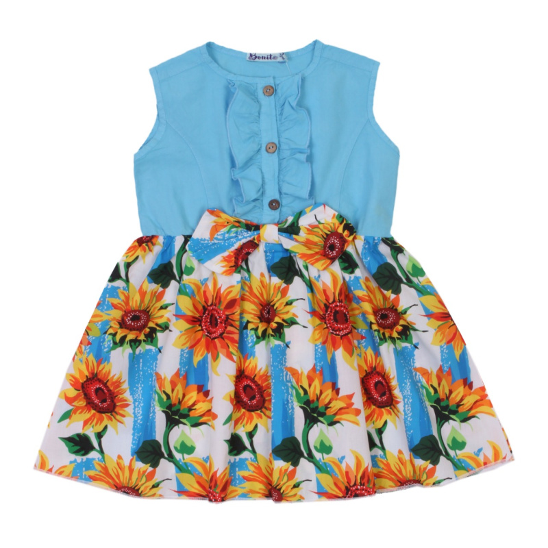 картинка БГ_ЧЗ Платье для девочки, 3-7 лет, 100% х/б, BONITO KIDS/OP1673(ЧЗ)/уп.5шт./меш.480шт. от BonitoKids