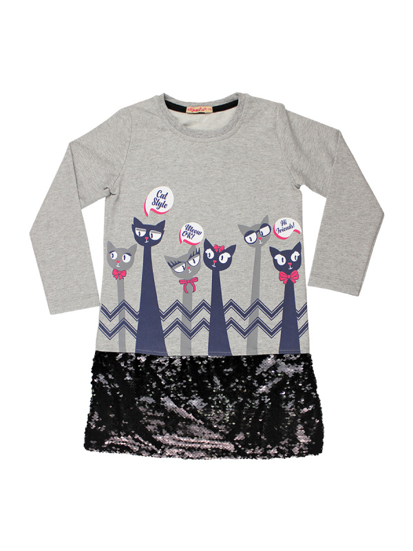 картинка ЧЗ Платье для девочки 5-8 лет 92% хлопок, 8% лайкра BONITO KIDS/BK1269P(ЧЗ)/уп.4шт./меш.280шт. от BonitoKids