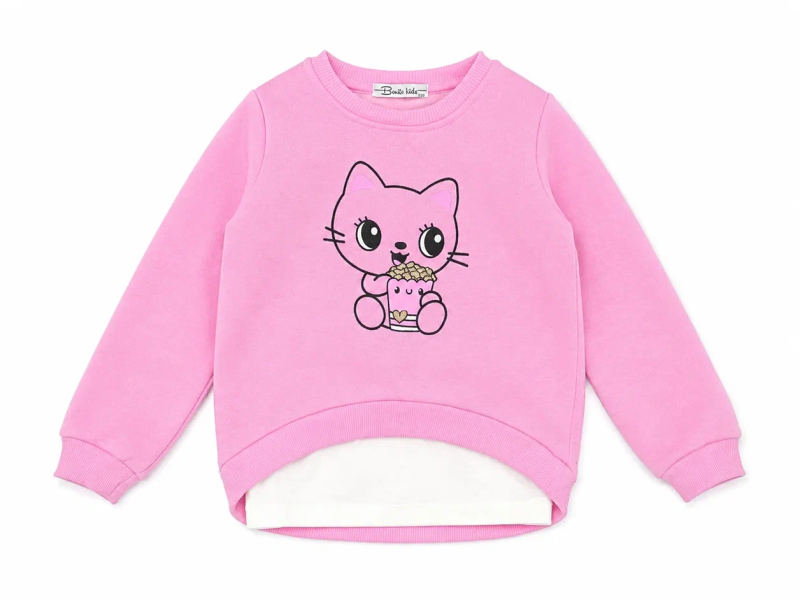 картинка КГ Свитшот для девочки 3-7 лет 85% хлопок 15% пэ BONITO KIDS/BK1369S/уп.5шт./меш.160шт. от BonitoKids