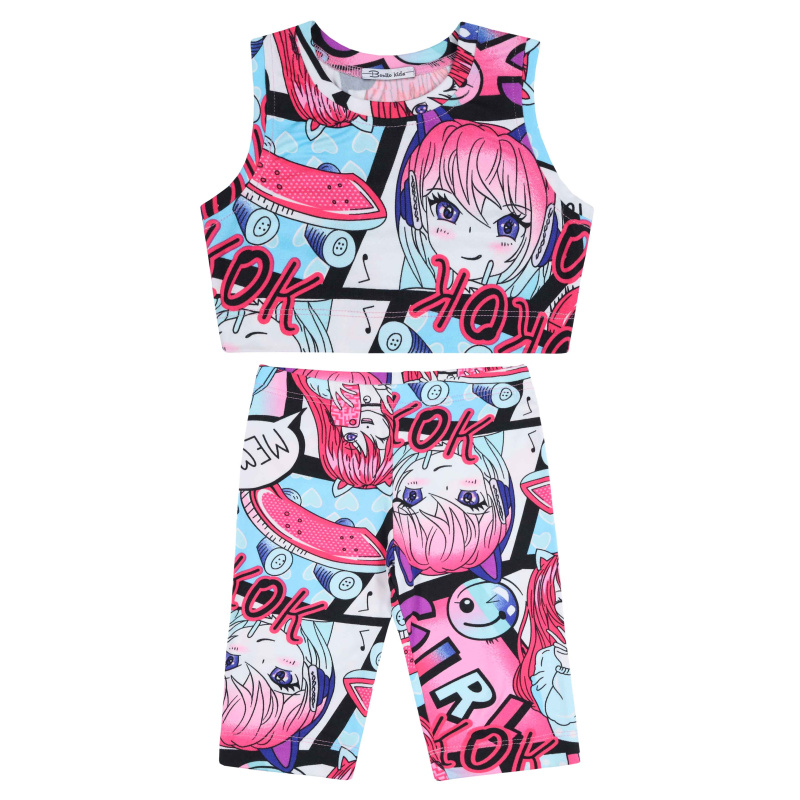 картинка БГ_ЧЗ Комплект для девочки (топ и бриджи) 8-12 лет 100% полиэстер BONITO KIDS/BK1784KP(04-24)(ЧЗ)/уп.5шт./меш.500шт. от BonitoKids