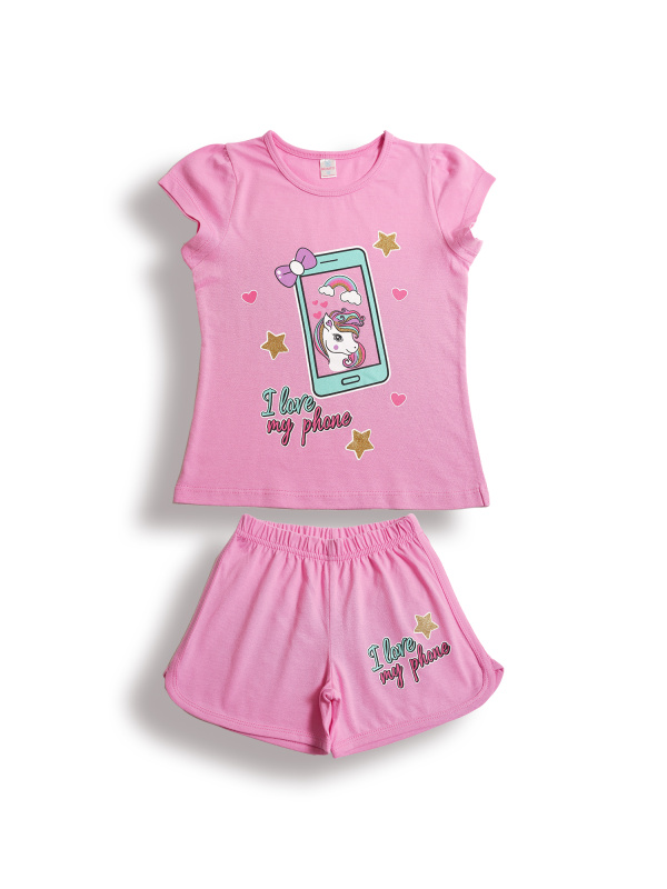 картинка БГ_ЧЗ Комплект для девочки (футболка и шорты) 5-8 лет 100% хлопок BONITO KIDS/BK0005D(5-8)(ЧЗ)/уп.4шт./меш.400шт. от BonitoKids