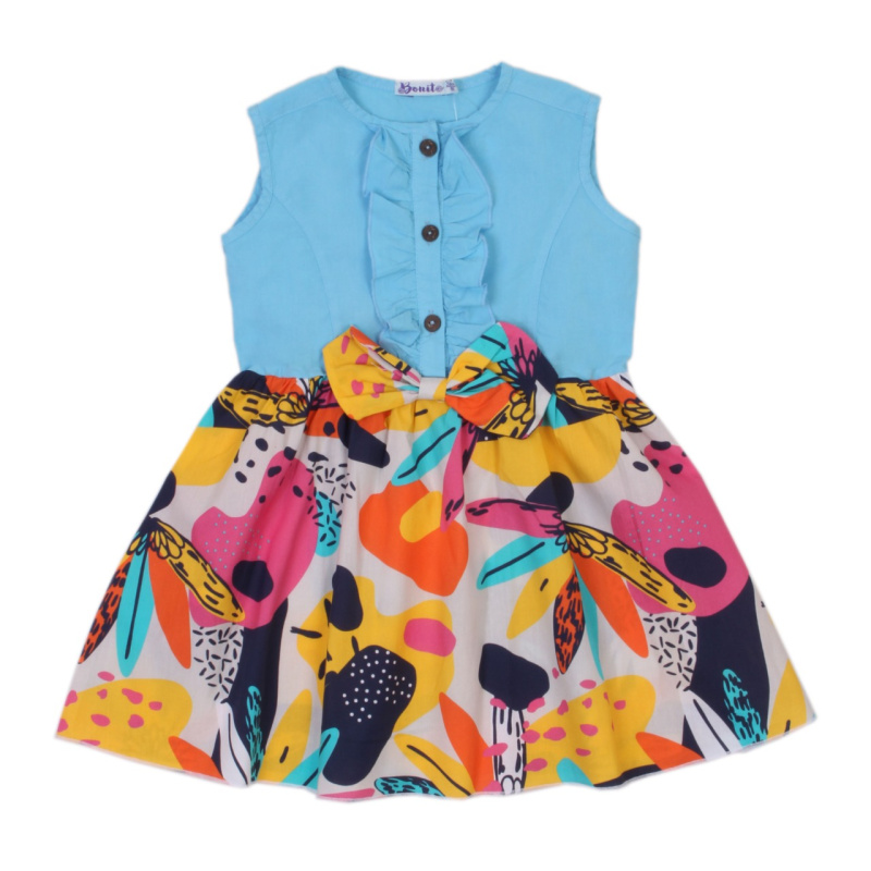 картинка БГ_ЧЗ Платье для девочки, 3-7 лет, 100% х/б, BONITO KIDS/OP1673(ЧЗ)/уп.5шт./меш.480шт. от BonitoKids