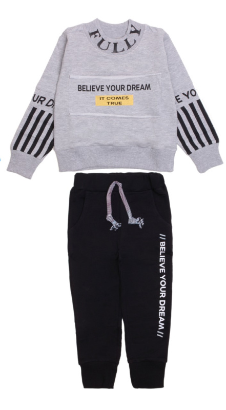 картинка ЧЗ Комплект  для мальчика (толстовка,трико), 3-7 лет, 65% хлопок, 27% полиэстер, 8% эластан, BONITO KIDS/OP1231(ЧЗ)/уп.5шт./меш.160шт. от BonitoKids