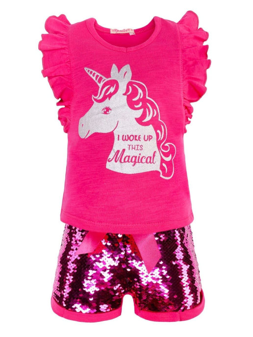 картинка ЧЗ Комплект для девочки (футболка и шорты) 2-5 лет 100% хлопок BONITO KIDS/BK1187KP(ЧЗ)/уп.4шт./меш.400шт. от BonitoKids