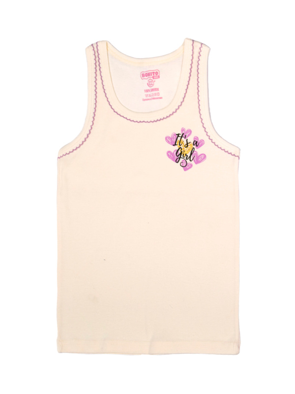 картинка ЧЗ Майка для девочки 7-11 лет 100% хлопок BONITO KIDS/BK537D(650)(ЧЗ)/уп.5шт./меш.650шт. от BonitoKids