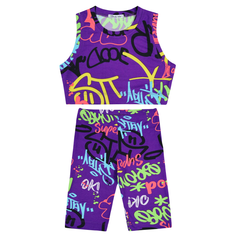 картинка БГ_ЧЗ Комплект для девочки (топ и бриджи) 8-12 лет 100% полиэстер BONITO KIDS/BK1784KP(04-24)(ЧЗ)/уп.5шт./меш.500шт. от BonitoKids