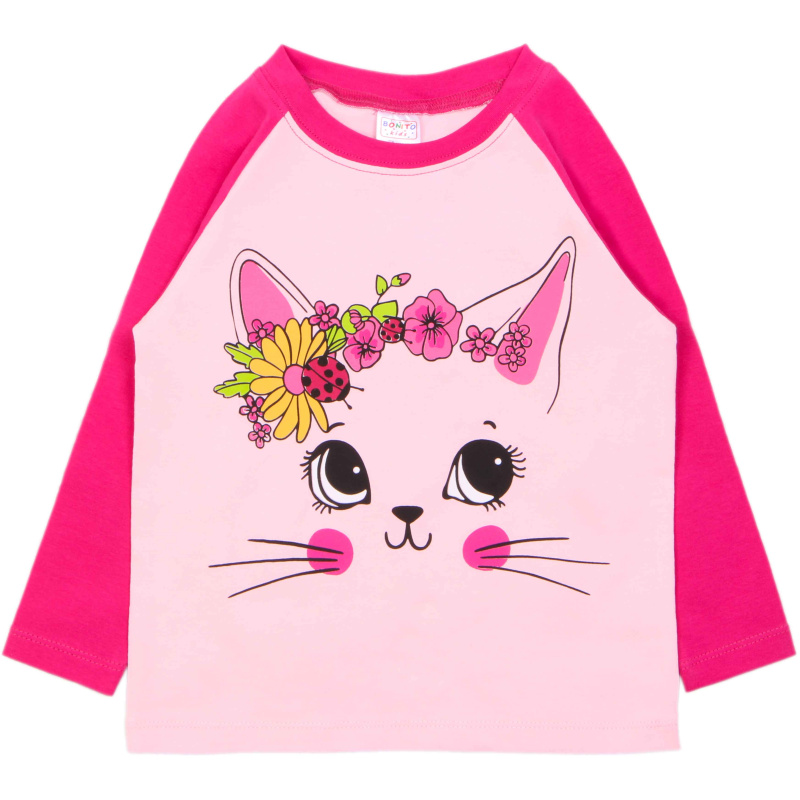 картинка Футболка с длинным рукавом для девочек 1,5-4 лет, 95% хл. 5% эл., BONITO KIDS/OP1712/уп.4шт./меш.532шт. от BonitoKids