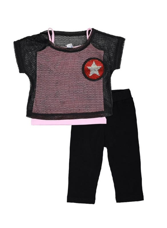 картинка КГ_ОТ Комплект для девочки (топик, майка и лосины) 2-6 лет 95% хлопок, 5% эластан BONITO KIDS/OP998/уп.5 шт./меш.250шт. от BonitoKids