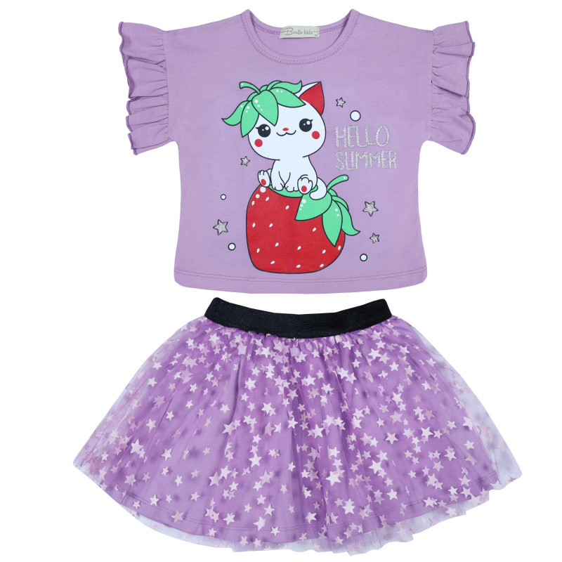 картинка КГ_БГ Комплект для девочки (футболка и юбка) 3-7 лет 92% хлопок, 8 % лайкра BONITO KIDS/BK5203KP/уп.5шт./меш. 300шт. от BonitoKids