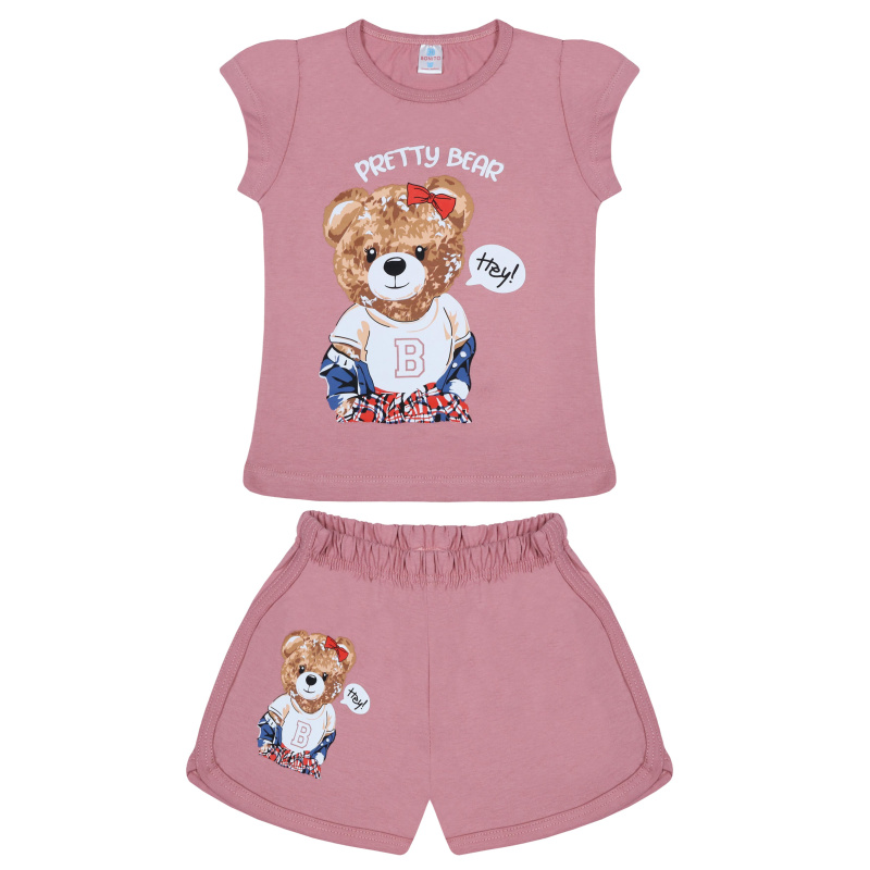 картинка БГ_ЧЗ Комплект для девочки (футболка и шорты) 4-8 лет 100% хлопок BONITO KIDS/BK0005FSHD01-24/уп.5шт./меш.400шт. от BonitoKids
