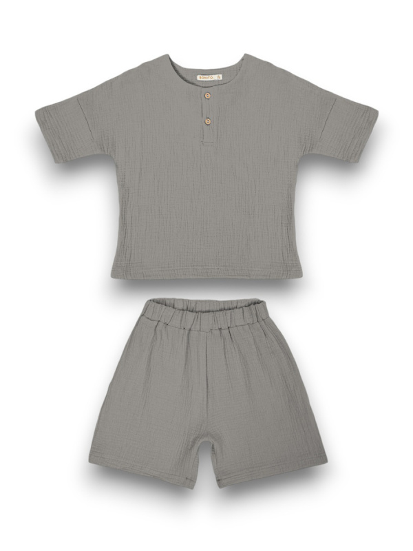 картинка ЧЗ Комплект для мальчика (кофта и шорты) 2-5 лет 100% хлопок BONITO KIDS/OP1937(ЧЗ)/уп.4шт./меш.300 шт. от BonitoKids