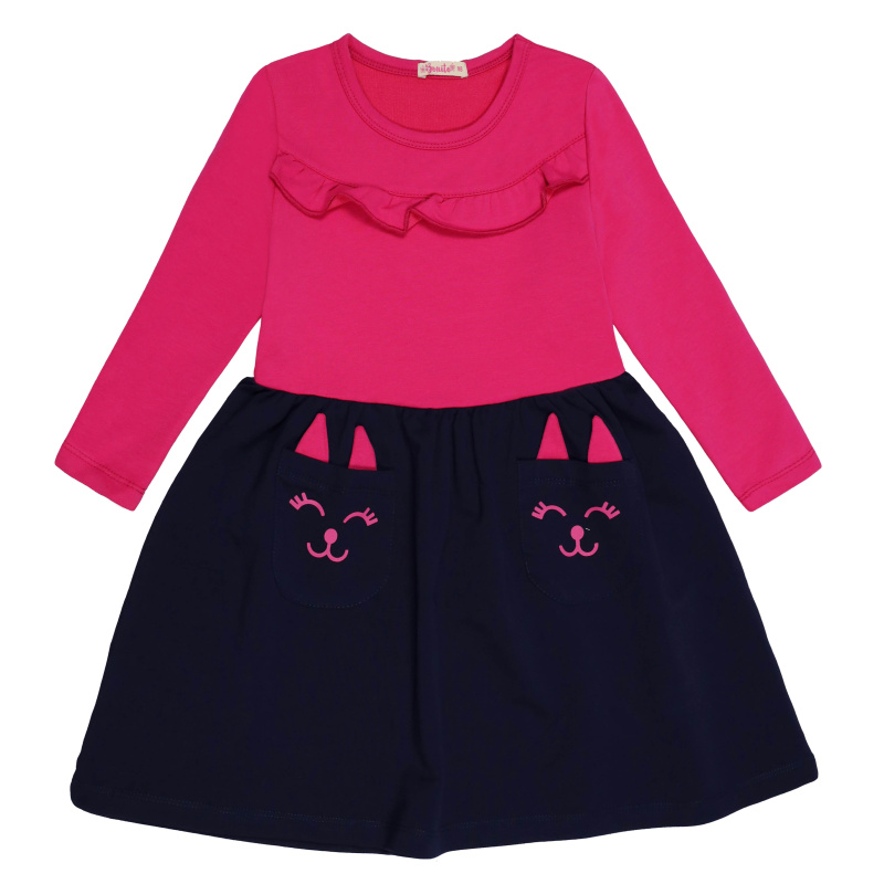 картинка ЧЗ Платье для девочки 3-7 лет 92% хлопок, 8% лайкра BONITO KIDS/BK1503P(01-22)(ЧЗ)/уп.5шт./меш.300шт. от BonitoKids