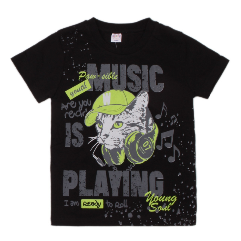 картинка ЧЗ Футболка для мальчика 5-8 лет 95% хлопок, 5% эластан BONITO KIDS/OP1423(ЧЗ)/уп.4шт./меш.600шт. от BonitoKids