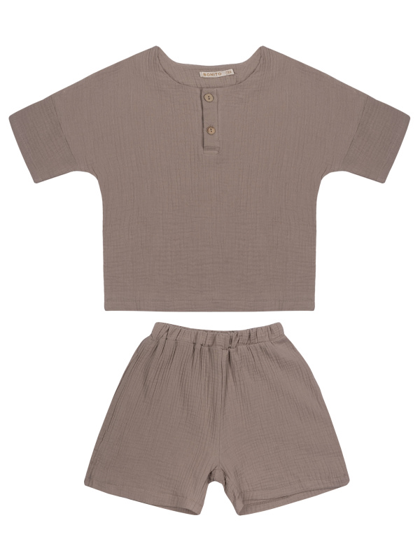 картинка ЧЗ Комплект для мальчика (футболка и шорты) 2-5 лет 100% хлопок BONITO KIDS/OP1937(2026)(ЧЗ)/уп.4шт./меш.244 шт. от BonitoKids