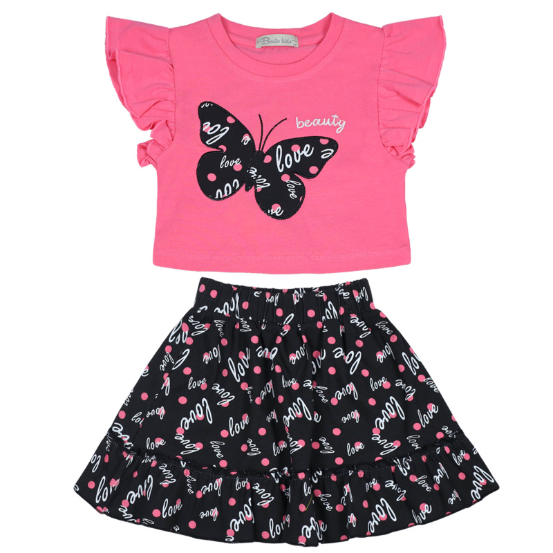 картинка ЧЗ Комплект для девочки (кофта и юбка) 3-7 лет 92% хлопок, 8 % лайкра BONITO KIDS/BK1583KP(ЧЗ)/уп.5шт./меш. 290шт. от BonitoKids