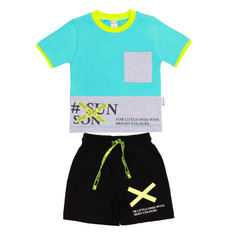 картинка БГ_ЧЗ Комплект для мальчика (футболка и шорты) 1-4 лет 95% хлопок, 5% эластан BONITO KIDS/OP1444(ЧЗ)/уп.4 шт./меш.320шт. от BonitoKids