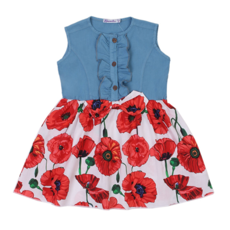 картинка БГ_ЧЗ Платье для девочки, 3-7 лет, 100% х/б, BONITO KIDS/OP1673(ЧЗ)/уп.5шт./меш.480шт. от BonitoKids