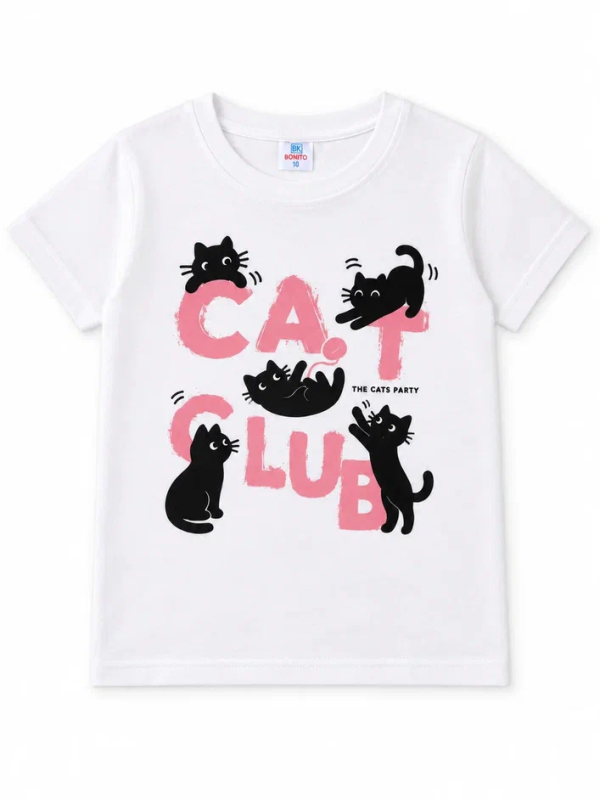 картинка КГ Футболка для девочки 5-8 лет 100% хлопок BONITO KIDS/BK0002D26/уп.4шт./меш.700шт. от BonitoKids