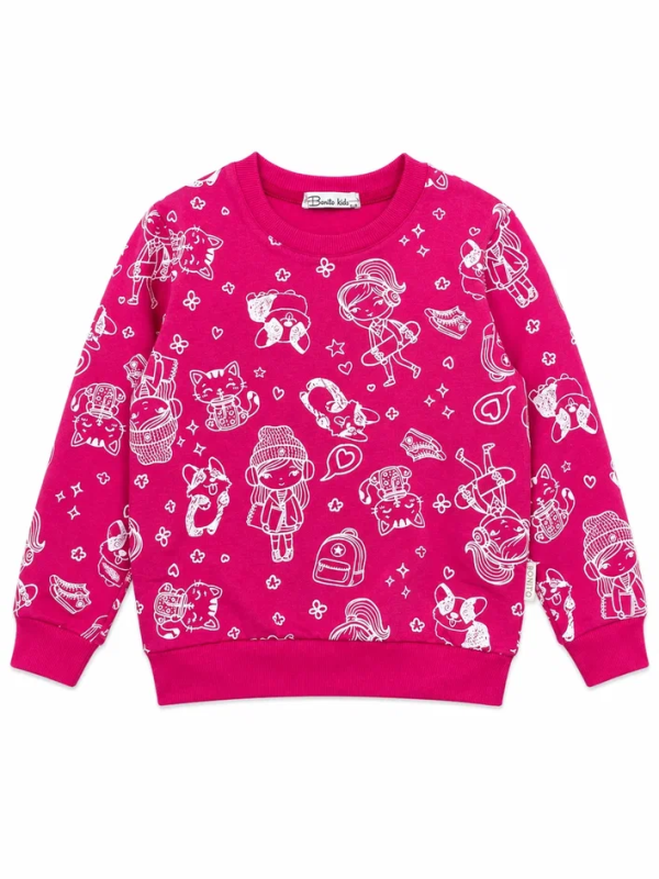 картинка БГ_ЧЗ Толстовка для девочки 3-7 лет 100% хлопок BONITO KIDS/BK1718T(2026)(ЧЗ)/уп.5шт./меш.280шт. от BonitoKids