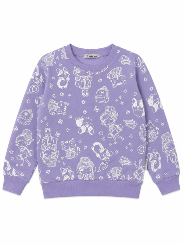 картинка БГ_ЧЗ Толстовка для девочки 3-7 лет 100% хлопок BONITO KIDS/BK1718T(2026)(ЧЗ)/уп.5шт./меш.280шт. от BonitoKids