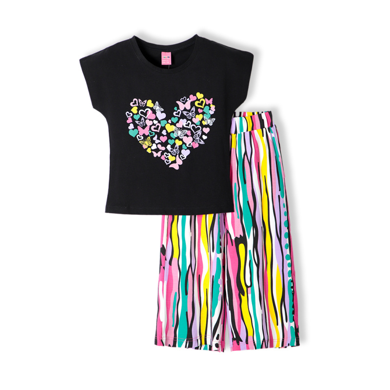 картинка ЧЗ Комплект для девочки (футболка и кюлоты) 8-12 лет 95% хлопок, 5% эластан BONITO KIDS/OP1924(01-24)(ЧЗ)/уп.5 шт./меш.180шт. от BonitoKids