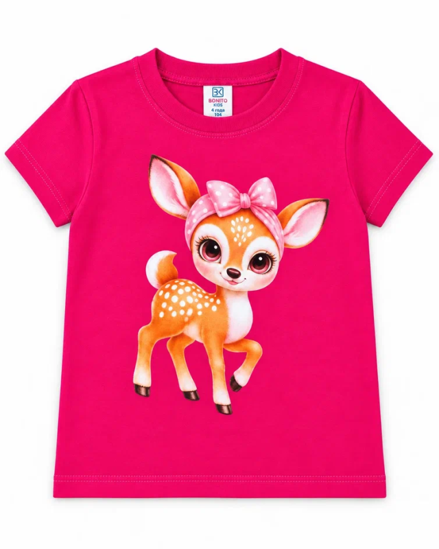 картинка КГ Футболка для девочки, 1,5-4 лет, 100% хлопок, BONITO KIDS/BK0001D26/уп.4шт./меш.800шт. от BonitoKids