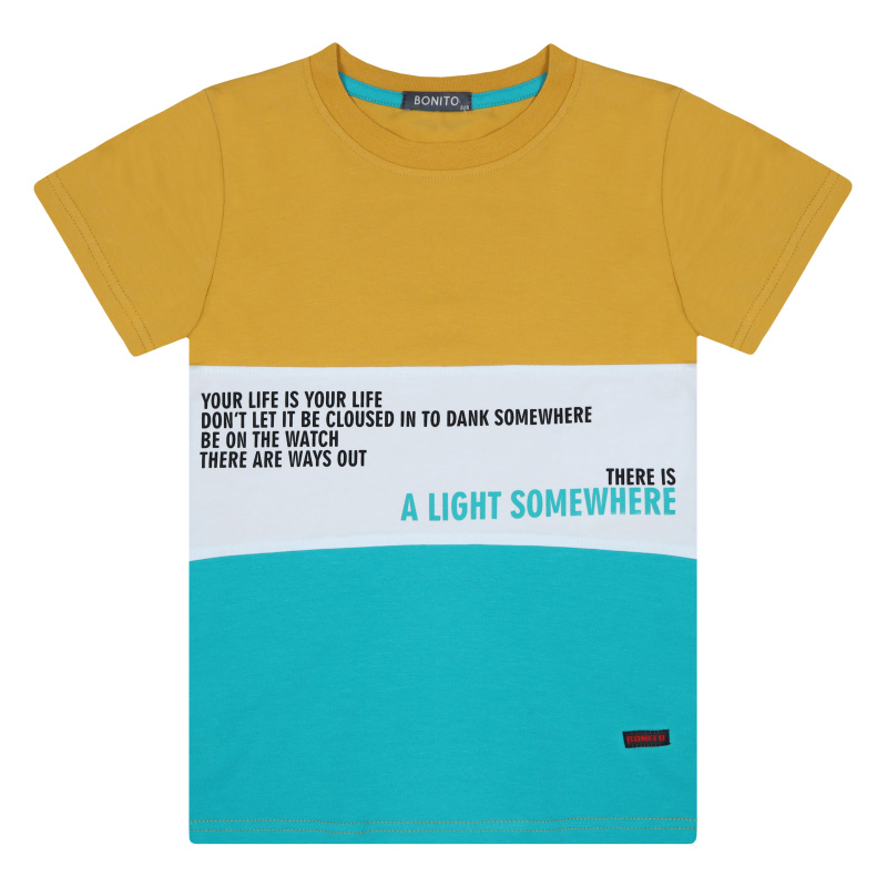 картинка КГ_БГ Футболка для мальчика 8-12 лет 92% хлопок, 8% лайкра BONITO KIDS/BK1663F/уп.5шт./меш.500шт. от BonitoKids
