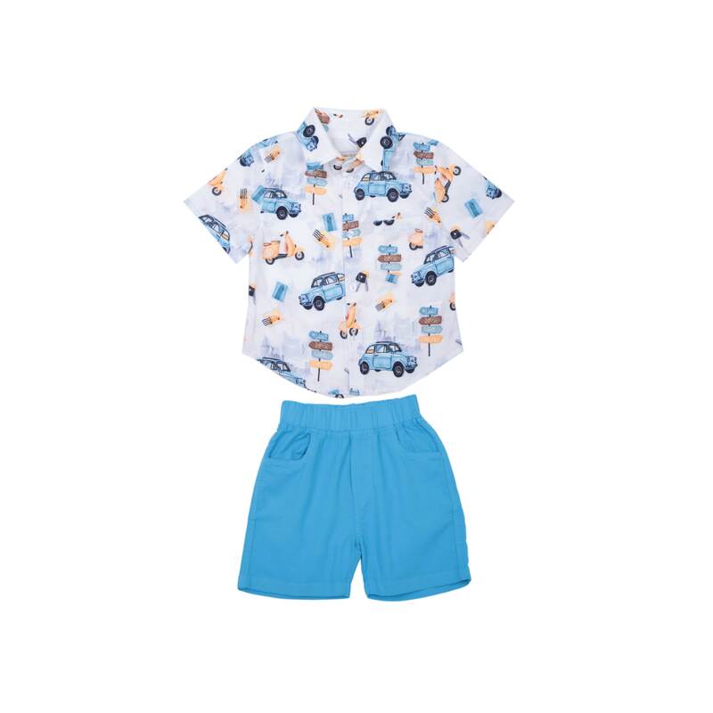 картинка ЧЗ Комплект для мальчика (рубашка и шорты) 2-6 лет 100% хлопок BONITO KIDS/OP1665(ЧЗ)/уп.5шт./меш.360шт. от BonitoKids