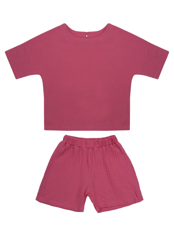 картинка ЧЗ Комплект для девочки (футболка и шорты) 2-5 лет 100% хлопок BONITO KIDS/OP1935(2026)(ЧЗ)/уп.4шт./меш.244шт. от BonitoKids