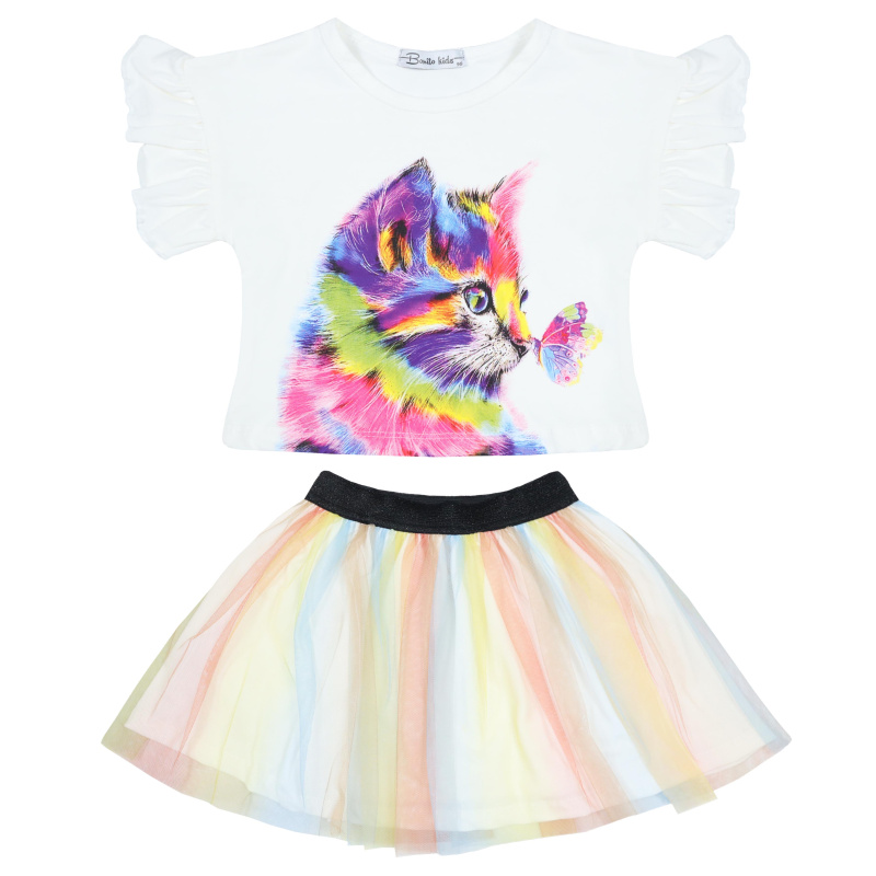 картинка БГ_ЧЗ Комплект для девочки (футболка и юбка) 3-7 лет 92% хлопок, 8 % лайкра BONITO KIDS/BK1564KP(ЧЗ)/уп.5шт./меш. 300шт. от BonitoKids