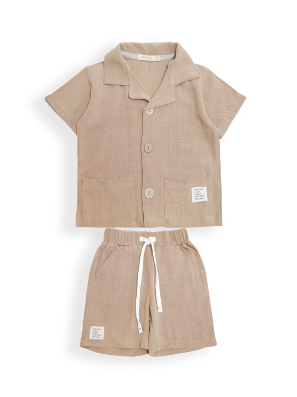картинка ЧЗ Комплект для мальчика (рубашка и шорты) 3-7 лет 65% вискоза 35% лен, BONITO KIDS/OP1956(ЧЗ)/уп.5шт./меш.220шт. от BonitoKids