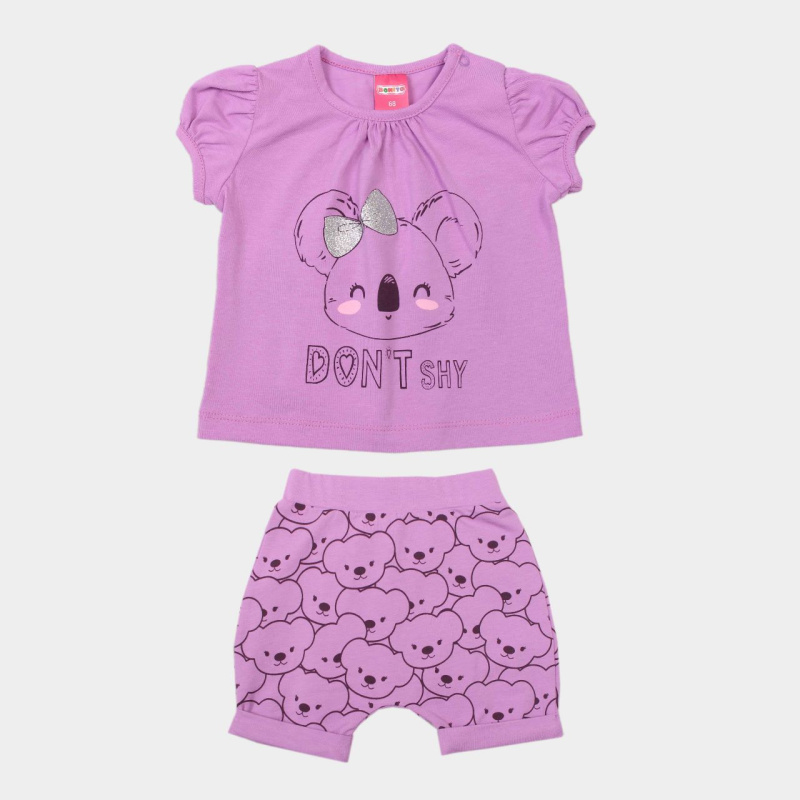 картинка Комплект для девочки (футболка и шорты) 68-86 см 95% хлопок, 5% эластан BONITO KIDS/OP1823(02-23)/уп.4шт./меш 440шт. от BonitoKids