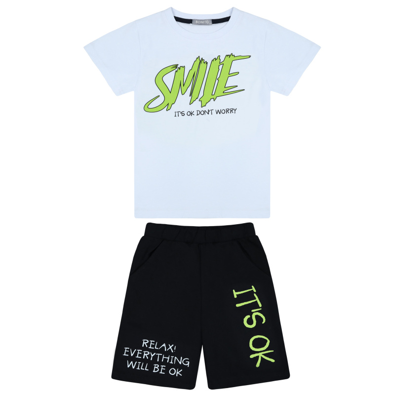картинка БГ_ЧЗ Комплект для мальчика (футболка и шорты) 8-12 лет 100% хлопок BONITO KIDS/BK1630KP(07-24)(ЧЗ)/уп.5шт./меш.250шт. от BonitoKids