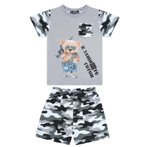 картинка БГ Комплект для мальчика (футболка и шорты) 2-5 лет 100% хлопок NEW BONITO KIDS/BK1207MSH23-01/уп.4шт./меш.480шт. от BonitoKids