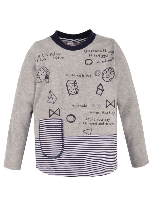 картинка Футболка с длинным рукавом для мальчика 2-5 лет 95% хлопок, 5% лайкра BONITO KIDS/OP366/уп.4шт./меш.480шт. от BonitoKids