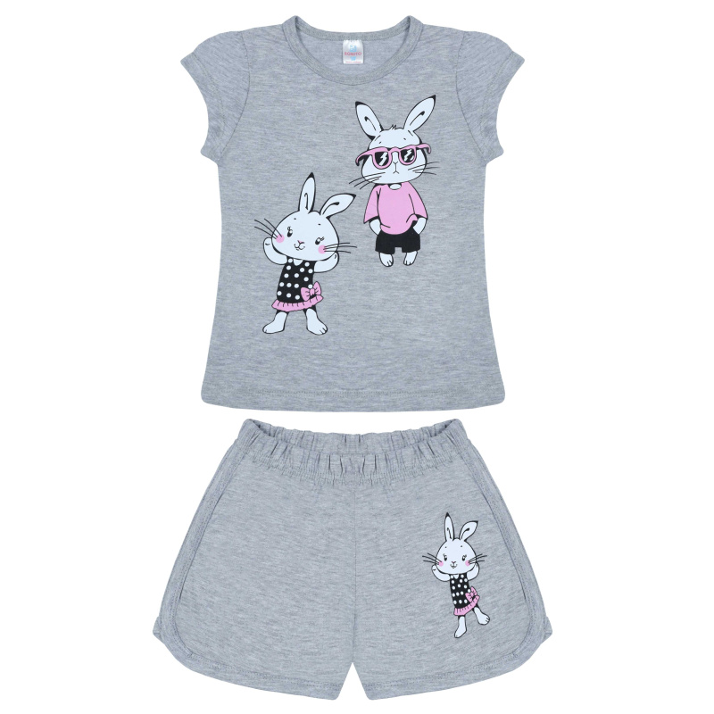 картинка БГ_ЧЗ Комплект для девочки (футболка и шорты) 4-8 лет 100% хлопок BONITO KIDS/BK0005FSHD01-24/уп.5шт./меш.400шт. от BonitoKids