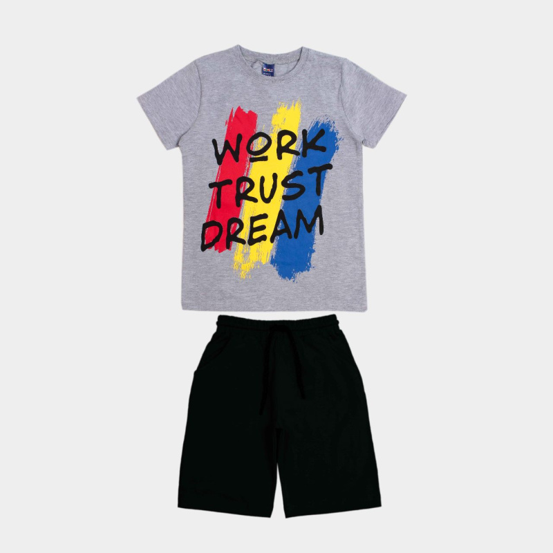 картинка ЧЗ Комплект для мальчика (футболка и шорты) 8-12 лет 95% хлопок, 5% эластан BONITO KIDS/OP1816(ЧЗ)/уп.5 шт./меш.180шт. от BonitoKids