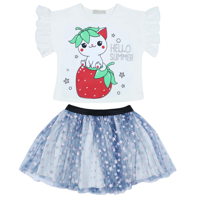 картинка КГ_БГ Комплект для девочки (футболка и юбка) 3-7 лет 92% хлопок, 8 % лайкра BONITO KIDS/BK5203KP/уп.5шт./меш. 300шт. от BonitoKids