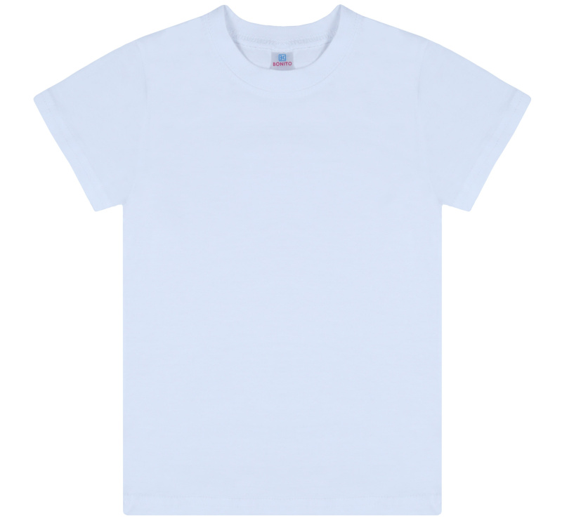 картинка КГ Футболка белая для мальчика 1-1,5 лет, 100% хлопок, BONITO KIDS/BK0158F/уп.10шт./меш.1000шт. от BonitoKids