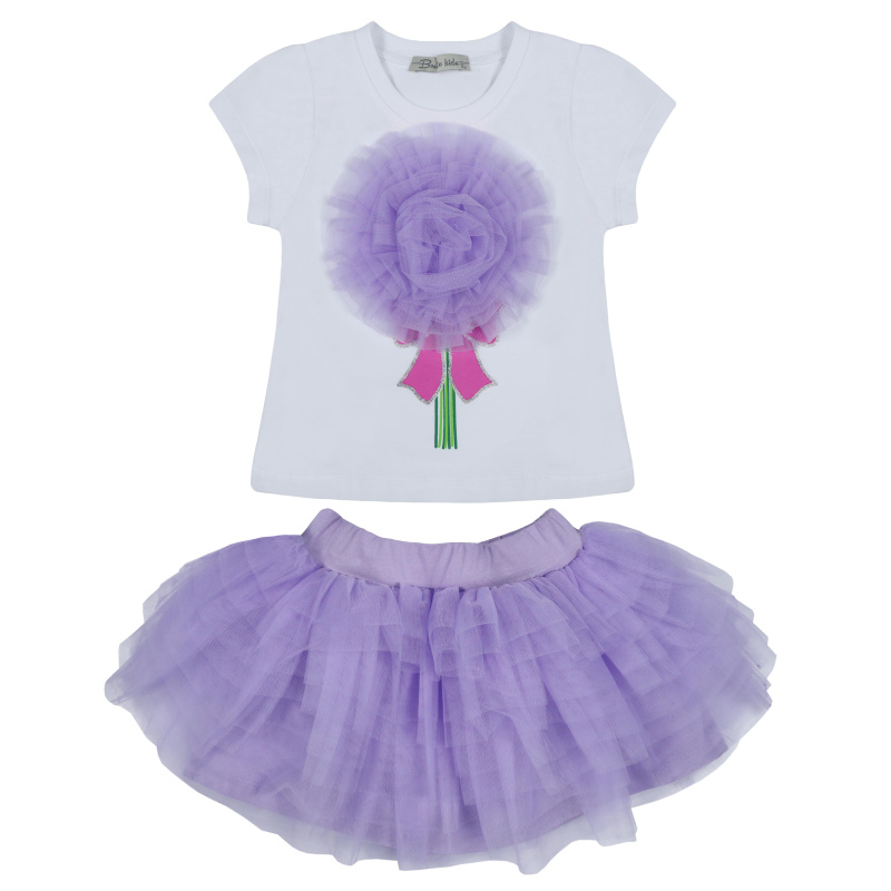 картинка БГ_ЧЗ Комплект для девочки (футболка и юбка) 2-6 лет 92% хлопок, 8% лайкра BONITO KIDS/BK1407KP(01-23)(ЧЗ)/уп.5шт./меш.120шт. от BonitoKids