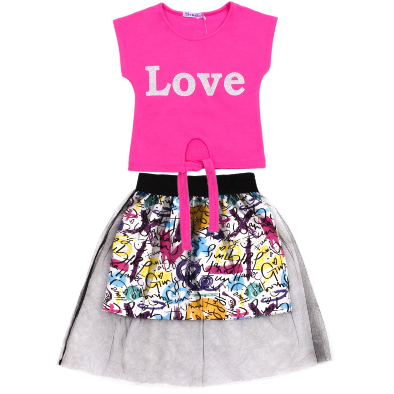 картинка КГ_БГ Комплект для девочки (футболка и юбка) 2-6 лет 95% хлопок, 5% эластан BONITO KIDS/OP1395/уп.5шт./меш.275шт. от BonitoKids