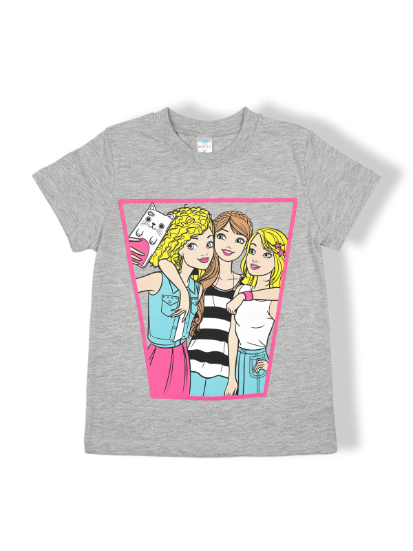 картинка КГ Футболка для девочки, 4-8 лет, 100% хлопок, BONITO KIDS/BK0002D(05-24)/уп.5шт./меш.700шт. от BonitoKids