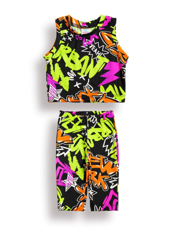 картинка БГ_ЧЗ Комплект для девочки (топ и бриджи) 3-7 лет 100% п/э BONITO KIDS/BK1783KP(11-24)(ЧЗ)/уп.5шт./меш.650шт. от BonitoKids